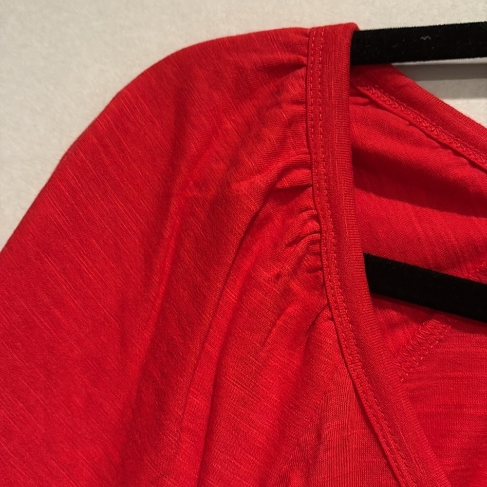 Rafaella Red V-Neck Short Sleeve Ruffle Top - Picture 4 of 15